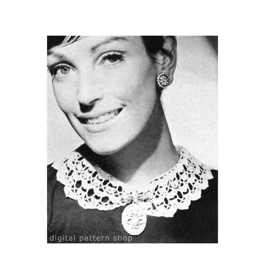 31 Crochet Collar Patterns with Spider Web, Lace, and Strawberry Styles 22 60s Vintage Peter Pan Collar Crochet Pattern for Women