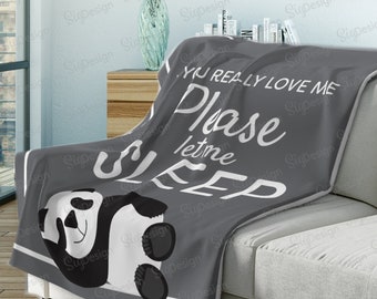 Let Me Sleep Panda Blanket, Minky or Fleece Throw
