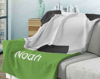 Personalized Soccer Ball Blanket, Minky Fleece Throw With Custom Name