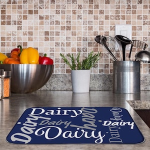 Kosher Kitchen Essentials: Meat & Dairy Dish Drying Mats, Jewish kosher kitchen decor, Water absorbent dish mat Blue Red set