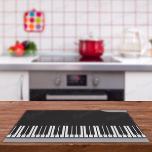 Piano placemat, Black White piano dining table decor, 1 / 2 / 3 / 4 Fabric Placemats Sets. Can be personalized