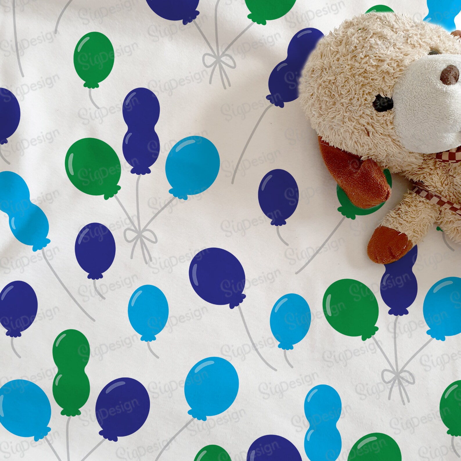 Balloons Baby Blanket Blue Green Sky Blue Babies and Kids Etsy