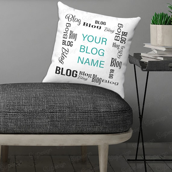 Blog Name Square Pillow Personalized Blogging Mom and Dad