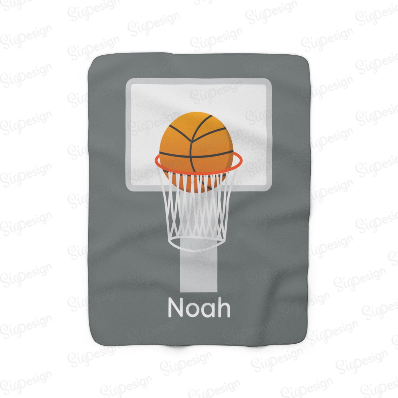 Personalized Basketball Blanket Gray Orange Sherpa Fleece or Etsy