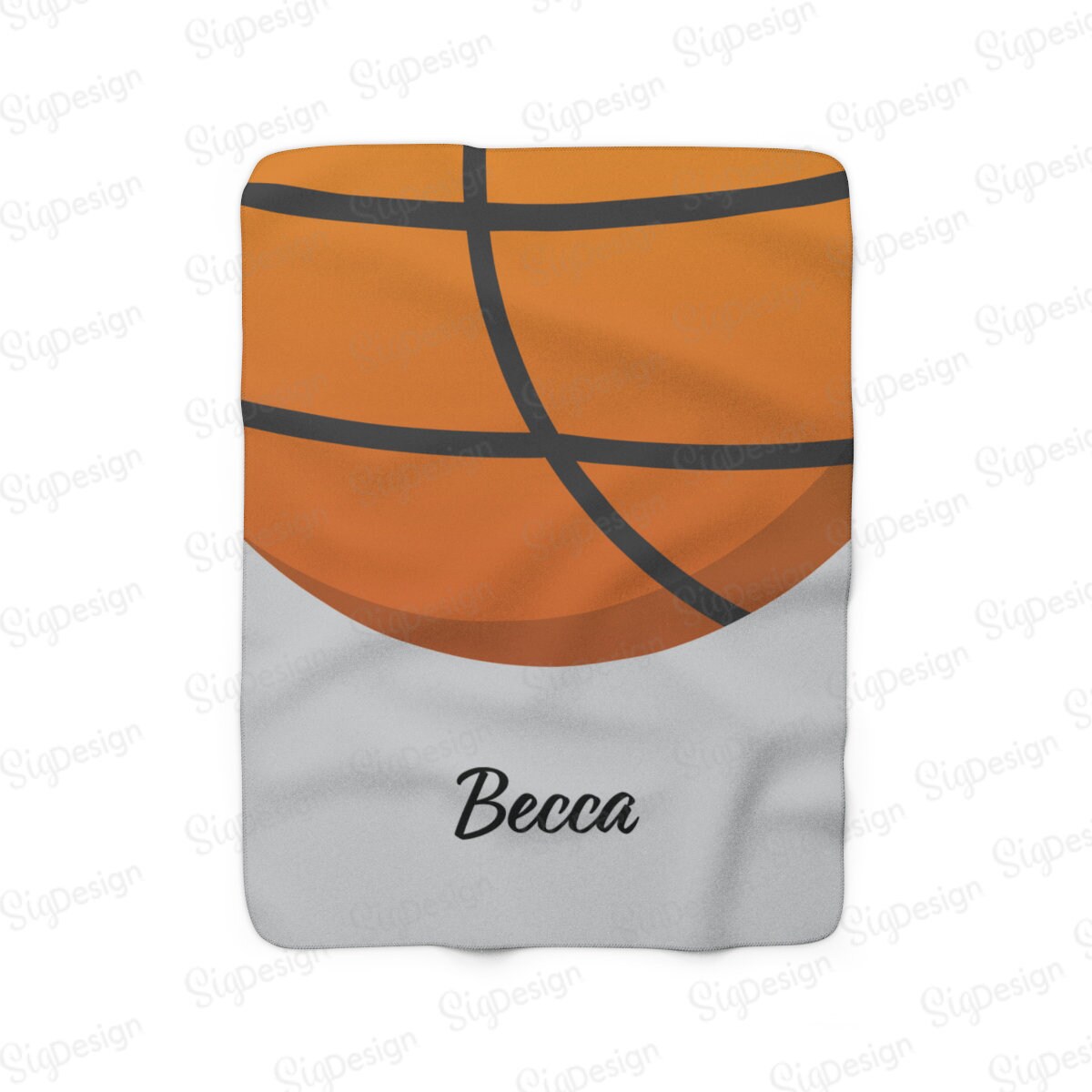 Personalized Basketball Blanket Gray Orange Sherpa Fleece or Etsy