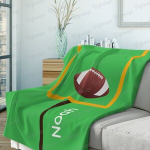 Personalized Football Blanket, Green Brown Sherpa, Fleece or Minky Blanket, Throw Blanket / Baby Blanket With Football Print and Custom Text