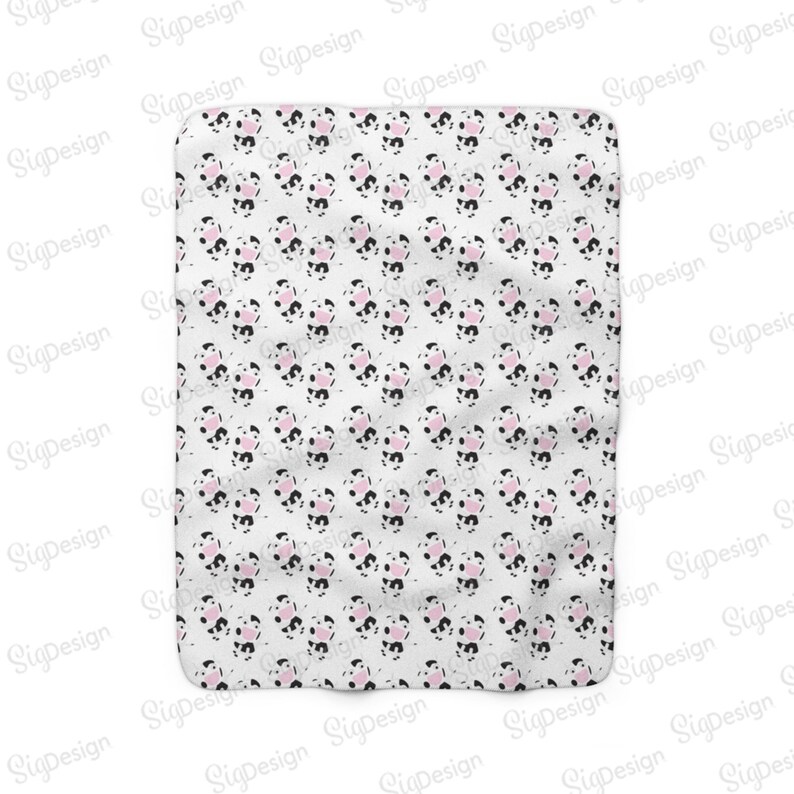 Cute Cow Blanket, White, Black, Green or Gray Sherpa Fleece Blanket, Throw Blanket or Baby Blanket With Cute Cow Print, Cow Lover Gift White