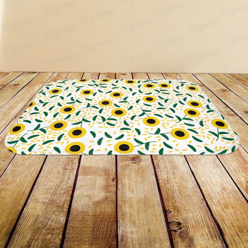 Sunflower Bath Mat Yellow Green Sunflowers Floor Rug 2 Sizes - Etsy