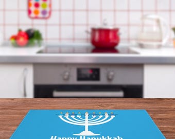 Hanukkah Placemat for Kids | Cute Funny Menorah Chanukah Table Decor | Hanukkah Fabric Mat or Set of 2/3/4 | can be personalized
