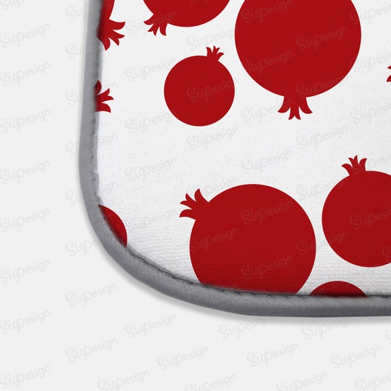 Red and White Pomegranate Dish Drying Mat, Pomegranate Kitchen Counter  Decor, 14.5x20 Inch Water Absorbent Fabric Dish Drying Pad 