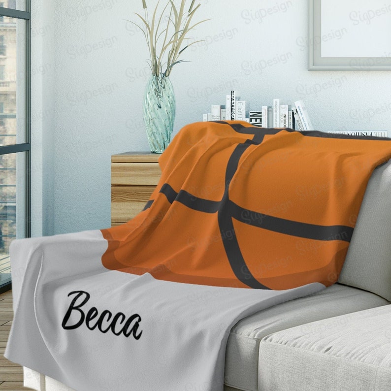Personalized Basketball Blanket Gray Orange Sherpa Fleece or Etsy Israel
