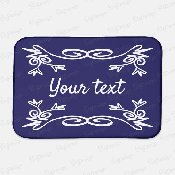 Personalized Dish Drying Mat, Vintage Style Blue Kitchen Counter Decor,  Colorful Water Absorbent Dish Mat With Your Own Text, 15 Colors 