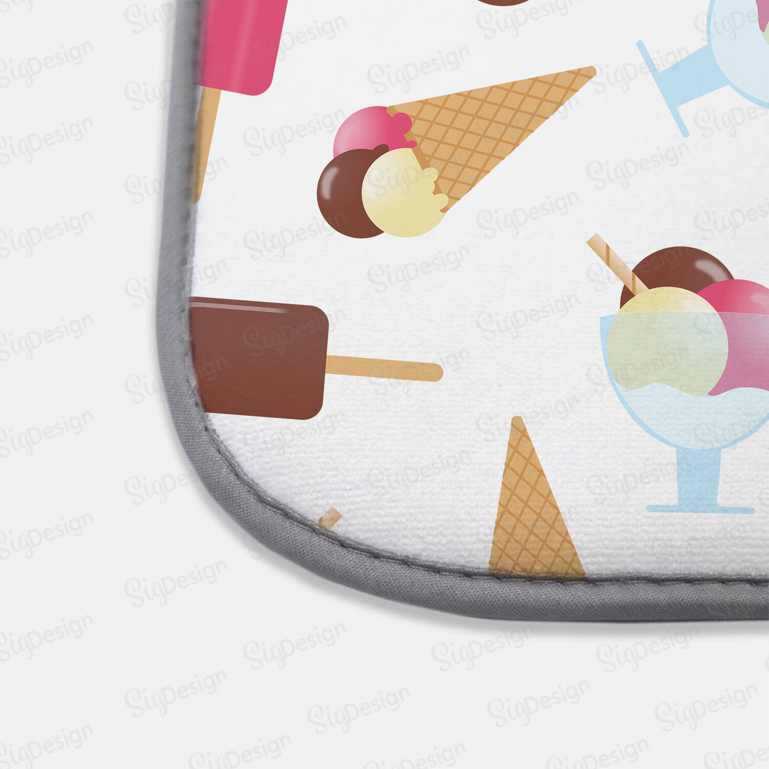 Ice Cream Dish Drying Mat, Pink, Brown and Yellow Kitchen Counter