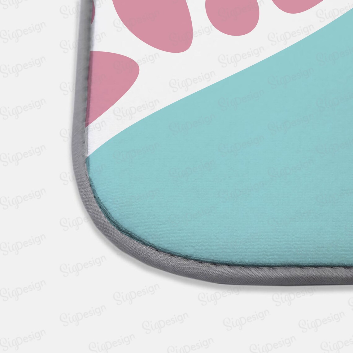 Abstract Aqua and Pink Dish Drying Mat Geometric Shapes Print Etsy