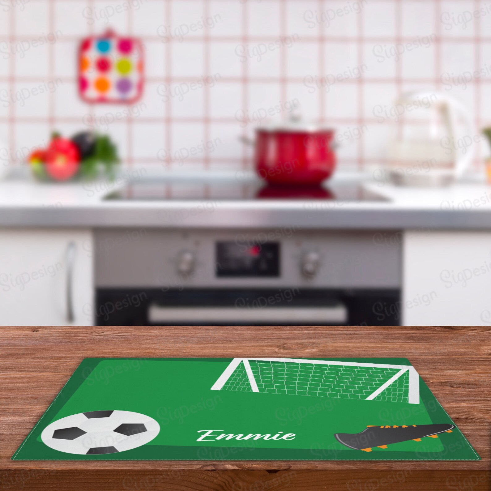 Personalized soccer placemat Green Kids sports placemat with Etsy