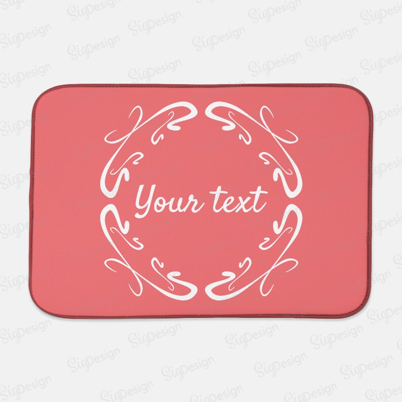 Personalized Dish Drying Mat Vintage Style Coral Kitchen Etsy