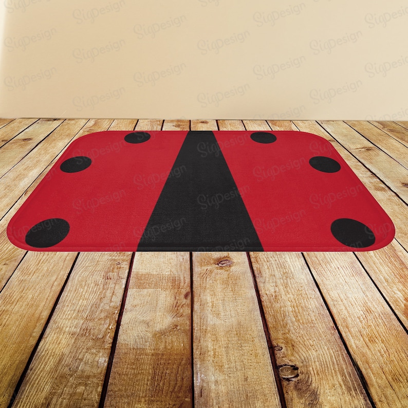 Ladybug Floor Mat Red Black Bath Mat or Kitchen Floor Rug 2 Etsy