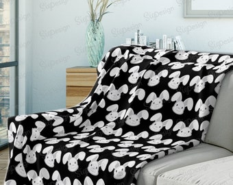 Bunny Print Minky Fleece Blanket, Rabbit Lover Gift