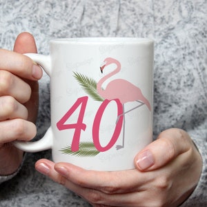 Flamingo Number Mug, Birthday Gift Mug Idea, 11oz/15oz Ceramic Mug, Flamingo Birthday Gifts. Can Be Personalized