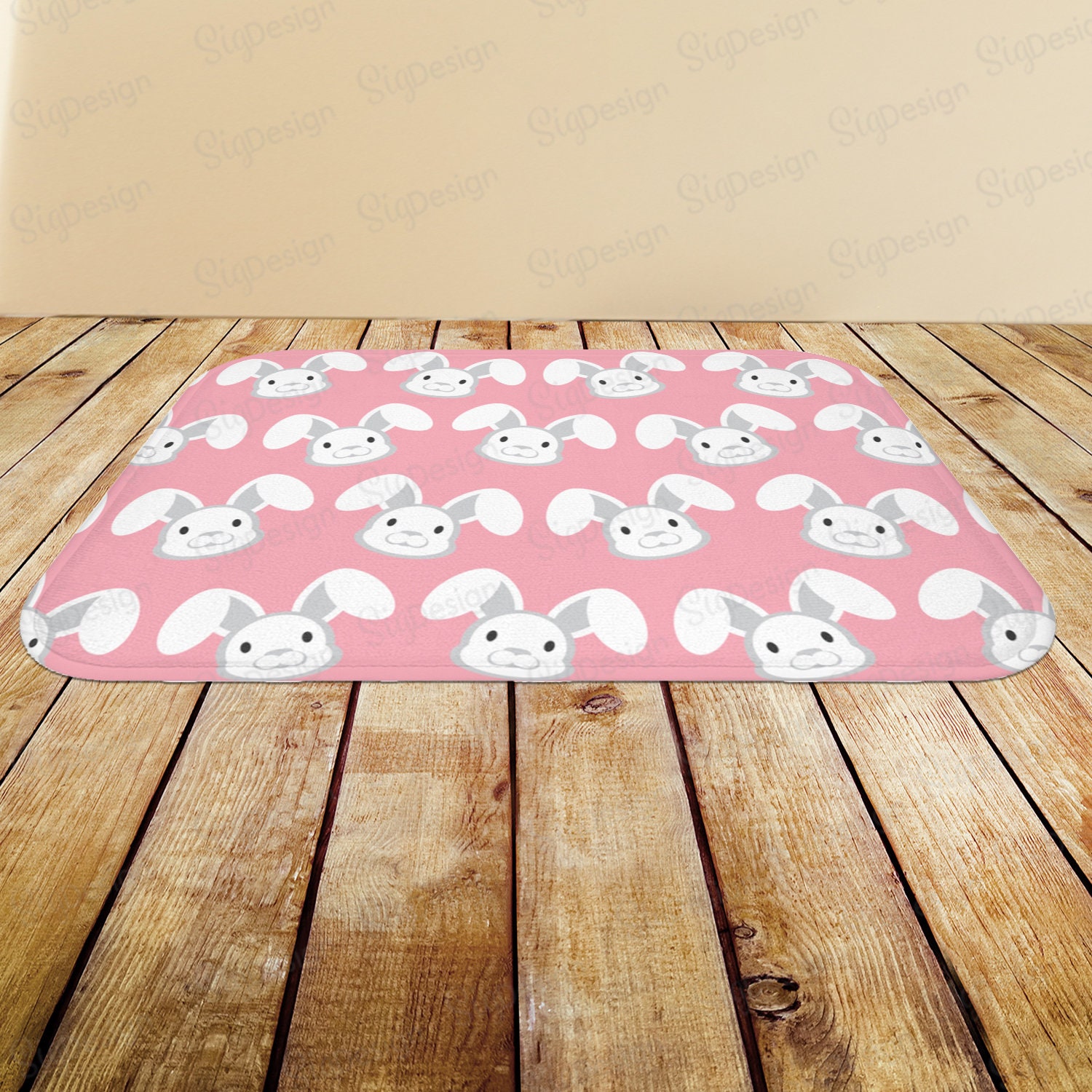 Cute Rabbit Floor rug Kids Bath mat with Cute Bunny prints Etsy