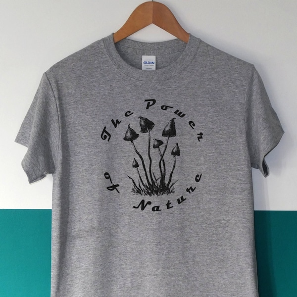 Magic mushrooms shirt, mushies, eco,  psychedelic, liberty cap, psilocybin, power of nature, trippy, organic - screen printed T-shirt