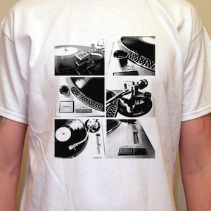 Camiseta con estampado de disco de vinilo: Camiseta serigrafiada con tocadiscos de DJ