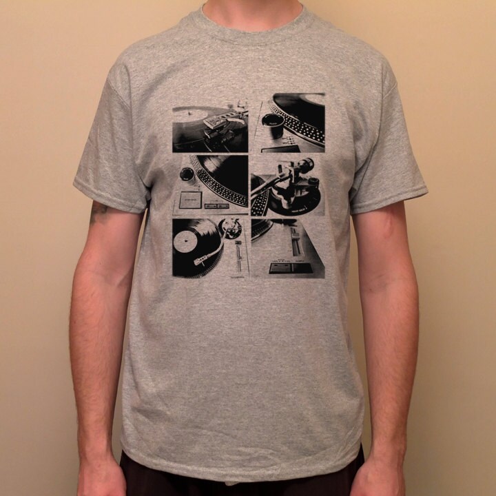 Image of Vinyl Record, Record Player, Dj Turntable, Deck, Love Vinyls - Screen Printed T-Shirt