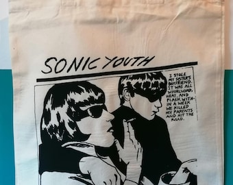 sonic youth, goo, durable screen printed, cotton tote bag