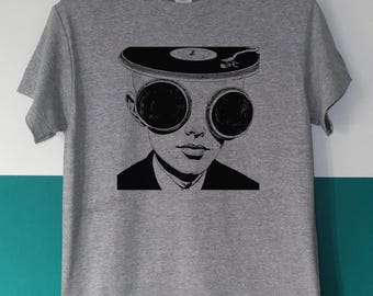 Vinyl record, DJ t shirt, surrealism - durable screen printed t-shirt
