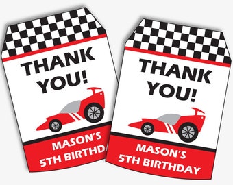 Race Car Birthday Favor Tags - Printable Racing Party Thank You Tags, Go Kart Gift Tags for a  Race Car Birthday Party (Instant Download)