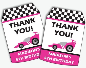 Race Car Party Thank You Tags - Printable Race Car Birthday Tags for a O Kart Party, Racing Birthday Thank You Lables (Instant Download)