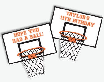 Basketball Thank You Tags - Printable Basketball Favor Tags, Basketball Party Tags, Basketball Birthday Thank You Labels (Instant Download)