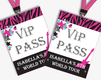 Rock Star VIP Pass - Printable Rock Star Party Backstage Pass, Pop Star Birthday All Access Pass, Rockstar Party Favors (Instant Download)