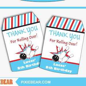Bowling Party Favor Tags Bowling Party Favors Bowling Birthday Bowling Party Thank You Tags Printable Favor Tag Instant Download image 1