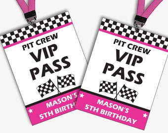 Race Car Birthday VIP Pass, Race Car Party Pit Crew pass, Racing Party Printable VIP Pass, Go Kart VIP Badge, Party Favor (Instant Download)