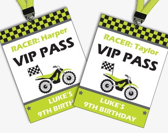 Dirt Bike VIP Passes - Printable VIP Pass for a Motocross Party, Motorcycle Birthday VIP Badges, Dirt Bike Party Favors (Instant Download)