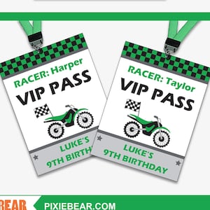 Motocross Party VIP Passes Printable Dirt Bike VIP Pass, Motorcycle Birthday VIP Badge, Dirt Bike Party Favors for Kids Instant Download image 1