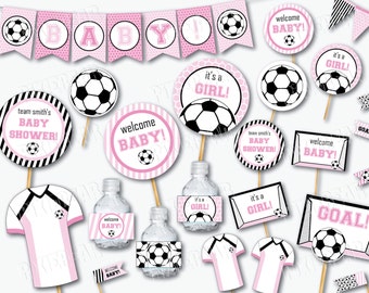 Soccer Baby Shower for Girl - Pink Baby Shower - Soccer Baby Shower - Pink Baby Shower Decoration - Printable Baby Shower (Instant Download)