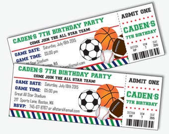 Sports Birthday Invitation - Sports Party Invitation - Sports Invitation - All Star Invitation - All Star Birthday Party (Instant Download)