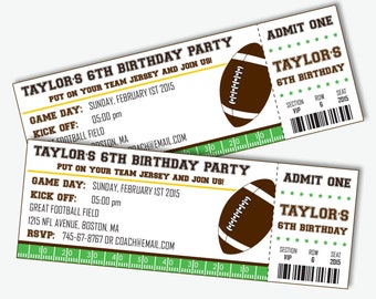 Football Invitation, Football Ticket Invitation, Football Birthday Invitation (Instant Download)