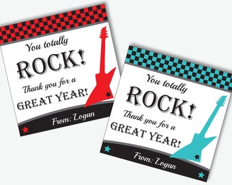 Music Teacher Appreciation Tags - Printable Teacher Rock Star Thank You Cards to be used as Gift Tags or Stickers (Instant Download PDF)