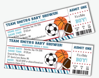 Sports Baby Shower Invites - All Star Baby Shower Invitation - Blue Baby Shower Invites - Sports Baby Shower Invitations (Instant Download)