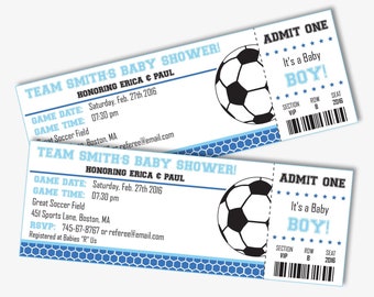 Soccer Baby Shower Invitation - Soccer Baby Shower - Soccer invitation - Soccer Ticket invitation - Blue Baby Shower Boy (Instant Download)