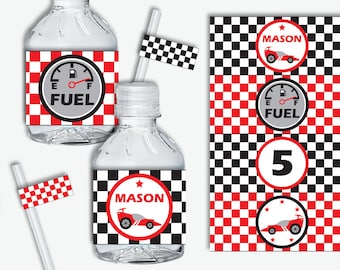 Race Car Water Bottle Labels - Race Car Birthday - Race Car Party - Racing Party - Racing Birthday - Napkin Wrappers (Instant Download)