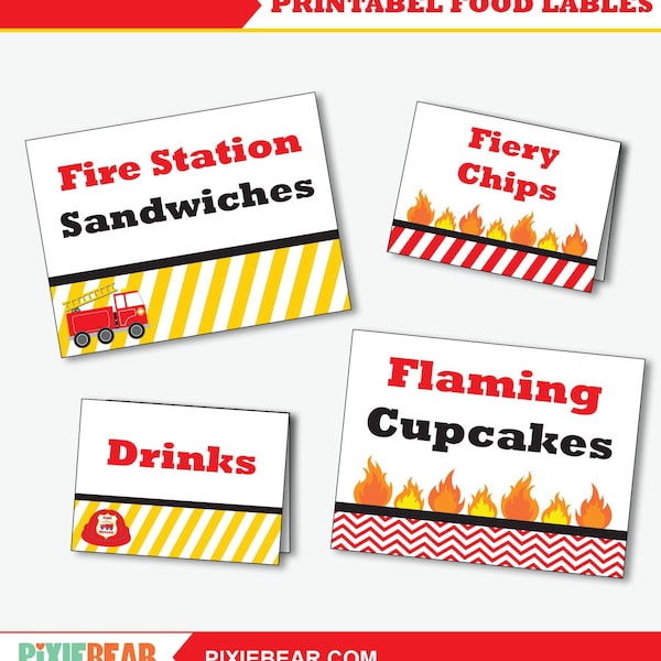 Fire Truck Party Food Tent Cards - Food Tents - Food Label Cards - Buffet Signs - Fireman Party - Firetruck Birthday (Instant Download)