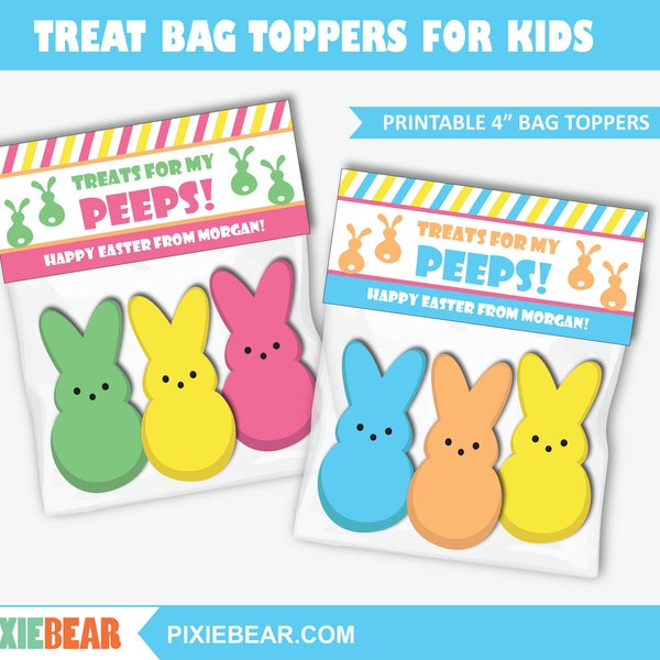 Easter Bag Toppers - Printable Easter Treat Toppers for Classroom Favors, Kids Personalized Treat Bag Toppers for School (Instant Download)