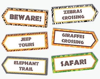 Safari Signs - Printable Safari Birthday Cutouts, Safari Party Signs and Cake Toppers, Jungle birthday Party Decoration (Instant Download)