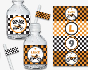 Dirt Bike Birthday Water Bottle Labels - Printable Motocross Party Decorations, Motorcycle Birthday, Kids Dirt Bike Party (Instant Download)