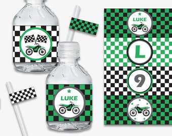 Dirt Bike Party Water Bottle Labels - Printable Motocross Birthday Decorations, Kids Motorcycle Party, Dirt Bike Party (Instant Download)