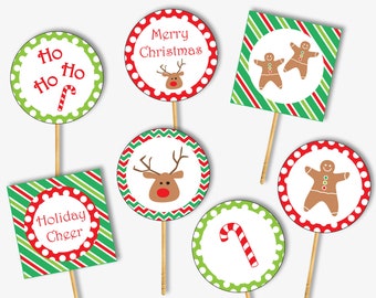 Christmas Cupcake Toppers Printable - Christmas Cupcake Toppers Kit - Christmas Cupcake Topper - Christmas Birthday Decor (Instant Download)